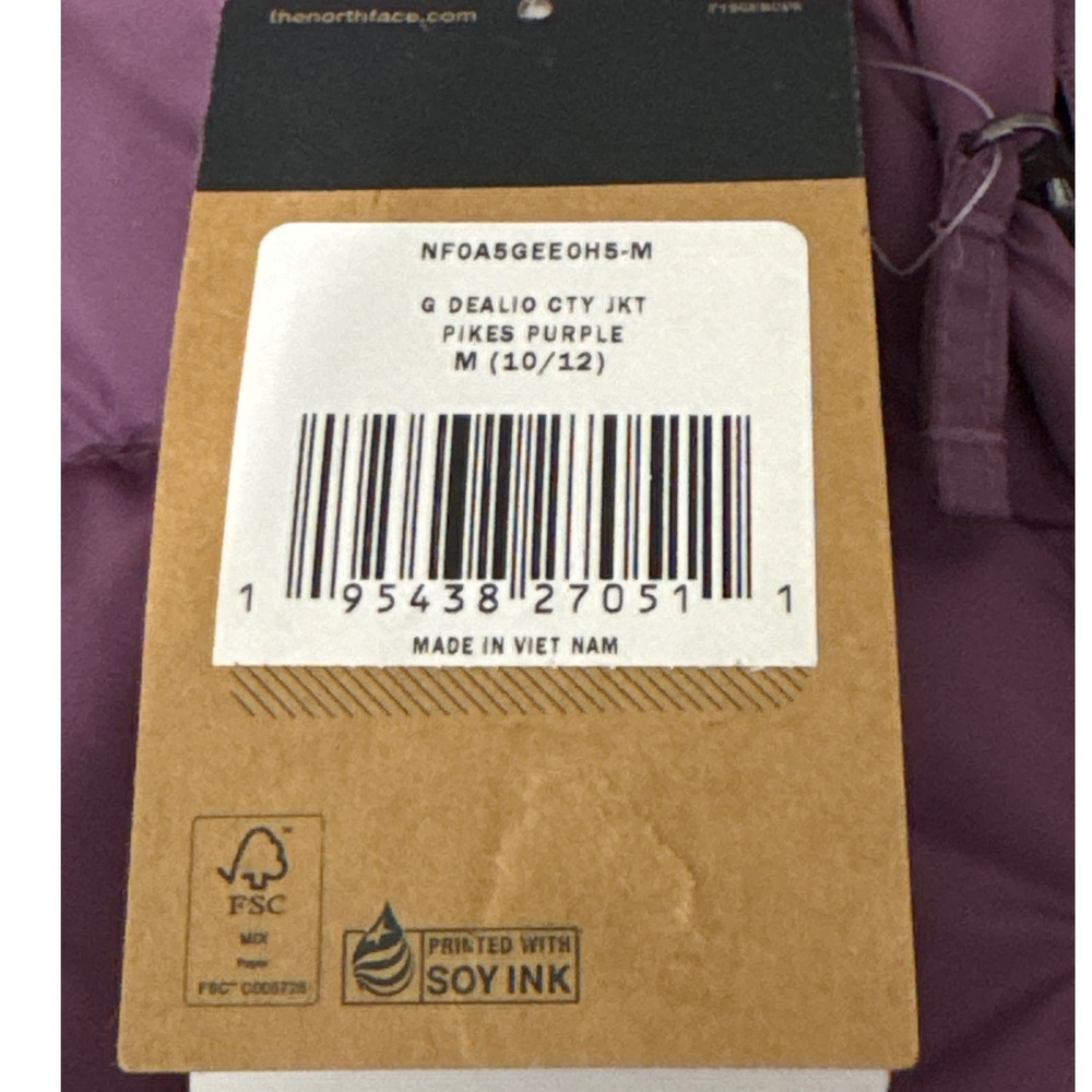 The North Face Girls Pikes Purple Down Puffer Jacket Hooded Fur Trim M 10/12 - Picture 9 of 11